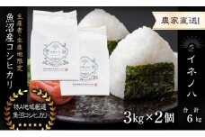 【令和6年産】 魚沼産コシヒカリ　「イネノハ 」精米(3kg×2)