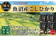 【令和7年産新米予約】【食味鑑定士厳選】3カ月 定期便 日本棚田百選のお米 天空の里 魚沼産 こしひかり 20kg(5kg×4)×3回 米 お米 コメ