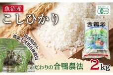 魚沼産 コシヒカリ 2kg あいがも農法 有機栽培米 精米 米 お米 ご飯 白米 合鴨 ごんべい こしひかり 特A 人気 安全 お取り寄せ 送料無料 新潟県 十日町市
