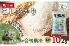 魚沼産 コシヒカリ 10kg あいがも農法 有機栽培米 玄米 米 お米 ご飯 胚芽 合鴨 ごんべい こしひかり 特A 人気 安全 お取り寄せ 送料無料 新潟県 十日町市