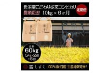 【令和7年産】定期便！魚沼産こだわり従来コシヒカリ【合計60kg】毎月10kg×6回 ブランド米 銘柄米 白米 精米 ご飯 おにぎり お弁当 