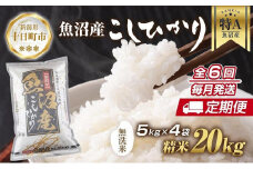 【定期便】｜無洗米｜ 新潟県 魚沼産 コシヒカリ お米 20kg×計6回 精米済み 半年間 毎月発送 こしひかり（お米の美味しい炊き方ガイド付き） ご飯 ブランド米 銘柄米 