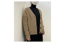 レディース カシミヤ混 Vネック カーディガン 7ゲージ （ブラウン）ファッション 服 アウター 天然カシミヤ プレゼント 贈り物 誕生日 記念日 新潟県 見附市