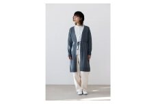 ニット ウエストリボン付き 羽織ニット (グレー) サイズフリー レディース 服 ファッション おしゃれ 日本製 春 秋 冬 無地 贈り物 祝い 誕生日 卒業 プレゼント ギフト クリスマス 新潟県 見附市