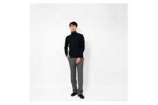 FF30 タートルネック ニット プルオーバー (ブラック)サイズ2 ユニセックス 選べる 2色 3サイズ ファッション 服 セーター インナー 最高ランク ウール カシミヤ同等 使用 職人 プレゼント 贈り物 新潟県 見附市