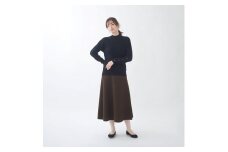 ハイネック リブニット ブラック サイズフリー レディース 服 ファッション おしゃれ 日本製 春 秋 冬 無地 贈り物 祝い 誕生日 卒業 プレゼント ギフト クリスマス 新潟県 見附市