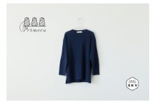 〈レディース〉配色プルオーバー (ネイビー)サイズフリー 服 ファッション おしゃれ 日本製 無地 贈り物 祝い 誕生日 卒業 プレゼント ギフト クリスマス 新潟県 見附市 ニットの町 高級