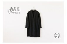 〈レディース〉強縮ニット生地ノーカラー羽織りコート (チャコール)サイズフリー 服 ファッション おしゃれ 日本製 秋 冬 無地 贈り物 祝い 誕生日 卒業 プレゼント ギフト クリスマス 新潟県 見附市 ニットの町 高級