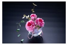 【まゆ玉から生まれる花　まゆ花（別名：シルクフラワー）】　まゆ花アレンジメント　バラの花3本とユーカリリーフ2本 A4217