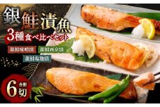 鮭の漬け魚 3種 6切れ 食べ比べ セット（味噌漬け・西京漬け・塩こうじ漬け）1025010 漬魚 味付き 簡単調理