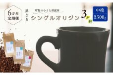 【定期便：6ヶ月連続でお届け】シングルオリジンコーヒー 100g × 3品種（中挽き）計300g×6ヶ月 1075016 コーヒー 珈琲 粉