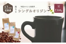 【定期便：12ヶ月連続でお届け】シングルオリジンコーヒー 100g × 3品種（豆）計300g×12ヶ月 1075017 コーヒー 珈琲 コーヒー豆