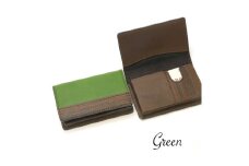 【こだわりの革アイテム】名刺ケース（グリーン）1087015   革製品 レザー 名刺入れ