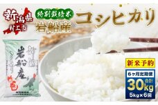 【新米受付・令和7年産米】 特別栽培米　新潟県岩船産コシヒカリ30kg（5kg×6ヶ月コース ） 1013008N  定期便  毎月 新米予約 お米  白米 こしひかり 精米 村上市