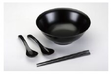 メタル丼、箸、レンゲセット(黒) FC020039