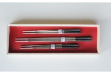 ステンレス製 プラ付き箸(23cm x 2, 30cm x 1) 3膳セット FC016130