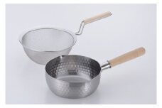 SM-9549 彩食庵 IH対応ステンレス雪平鍋18cm & 木柄ザルセット FC015216