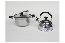吹きこぼれにくい深型両手鍋20cm & エクセレント 笛吹ケトル1.8L セット FC012149