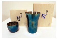 碧 銀古美(あお ぎんふるみ) 18-8ステンレス ぐい呑み & タンブラー小 セット FC021006