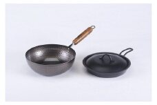 鉄製槌目北京鍋22cm & どこでもパン20cm (フタ付)のセット FC012095