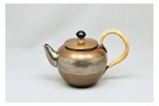銅製急須なつめ形 帯織文 素銅金 FC250005
