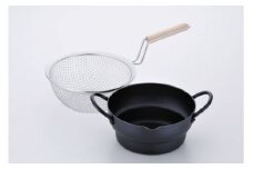 SM-9548 彩食庵 両手段付天ぷら鍋18cm & 木柄フライヤーセット FC012181