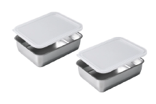 お料理はかどる 蓋付き角バット 1/2サイズ 2個セット (ステンレスバット)【 調理器具 キッチン用品 キッチングッズ ステンレス製 燕三条製 】 FC011041