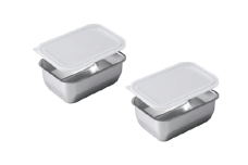 お料理はかどる 蓋付き角バット1/4サイズ 2個セット (ステンレスバット)【 キッチングッズ 調理器具 キッチン用品 ステンレス製 燕三条製 】 FC010268