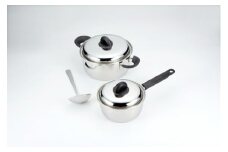 〈宮﨑製作所〉 Miyaco Japan 片手鍋 & 両手鍋 2点セット お玉付 (MJ-80G) FC020005