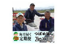 【令和7年産】おかずのいらないコシヒカリ「つばめ返し2kg」白米3か月定期便(月イチで計3回) FC027022