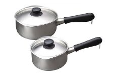 ステンレス製片手鍋18cm & ステンレス製ミルクパン14cm (蓋付) FC023038