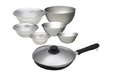 マグマプレート加工フライパン25cm (蓋付き) & ボウル・パンチング6点 セット FC040101