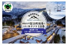新潟県妙高市内宿泊利用券4枚とスキー場リフト券1日券×2枚