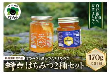 蜂六　はちみつ170g、巣みつ入りはちみつ170ｇ　2個セット【新潟県妙高市】