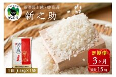 【2026年1月中旬発送】【定期便】令和7年産 新潟県上越・妙高産新之助5kg×3回（計15kg）