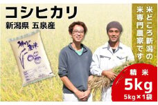 【先行予約】令和7年産新米 「わくわく農場」の新潟県五泉産コシヒカリ 精米 5kg（5kg×1袋）新潟県 五泉市 わくわく農場　[10月中旬以降順次発送]