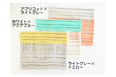 コード刺繍 オーガニックコットン バイカラーショートマフラー ホワイト×アクアブルー 新潟県 五泉市 有限会社田中刺繍