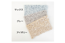 コード刺繍 シルク100％ 雪椿柄ショートマフラー アイボリー 新潟県 五泉市 有限会社田中刺繍