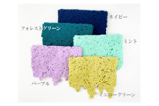 コード刺繍 フラワーデザイン ショートマフラー ミント 新潟県 五泉市 有限会社田中刺繍