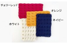 コード刺繍 ループ柄ウール＆アルパカ ショートマフラー・チェリーレッド 新潟県 五泉市 有限会社田中刺繍