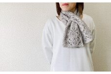 シルク100％ レトロレース柄ショートマフラー グレー 新潟県 五泉市 有限会社田中刺繍