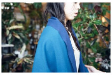「CLEMATIS」 リバーシブル和紙ストール 折り返しポケット・ブルー 新潟県 五泉市 株式会社アークリード