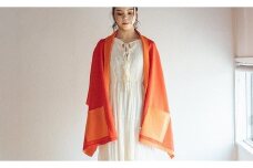 「CLEMATIS」 リバーシブル和紙ストール たたきポケット・レッド 新潟県 五泉市 株式会社アークリード