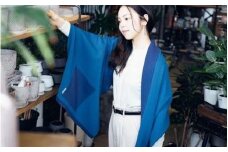 「CLEMATIS」 リバーシブル和紙ストール たたきポケット・ブルー 新潟県 五泉市 株式会社アークリード