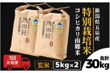 【令和7年産新米】 〈3回定期便〉 特別栽培米コシヒカリ 「南郷米」 玄米10kg（5kg×2袋）新潟県 五泉市 有限会社ファームみなみの郷