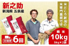 【令和7年産新米】 〈6回定期便〉 「わくわく農場」の五泉産 精米 新之助 10kg(5kg×2袋) 新潟県 五泉市 わくわく農場 ［2024年10月下旬以降順次発送］