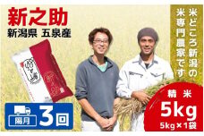 【令和7年産新米】 〈隔月3回定期便〉 「わくわく農場」の五泉産 精米 新之助 5kg(5kg×1袋) 新潟県 五泉市 わくわく農場 ［2024年10月下旬以降順次発送］