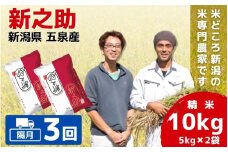 【令和7年産新米】 〈隔月3回定期便〉 「わくわく農場」の五泉産 精米 新之助 10kg(5kg×2袋) 新潟県 五泉市 わくわく農場 ［2024年10月下旬以降順次発送］
