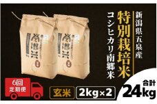 【令和7年産新米】 〈6回定期便〉 特別栽培米コシヒカリ 「南郷米」 玄米4kg（2kg×2袋）新潟県 五泉市 有限会社ファームみなみの郷