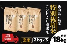 【令和7年産新米】 〈3回定期便〉 特別栽培米コシヒカリ 「南郷米」 玄米6kg（2kg×3袋）新潟県 五泉市 有限会社ファームみなみの郷